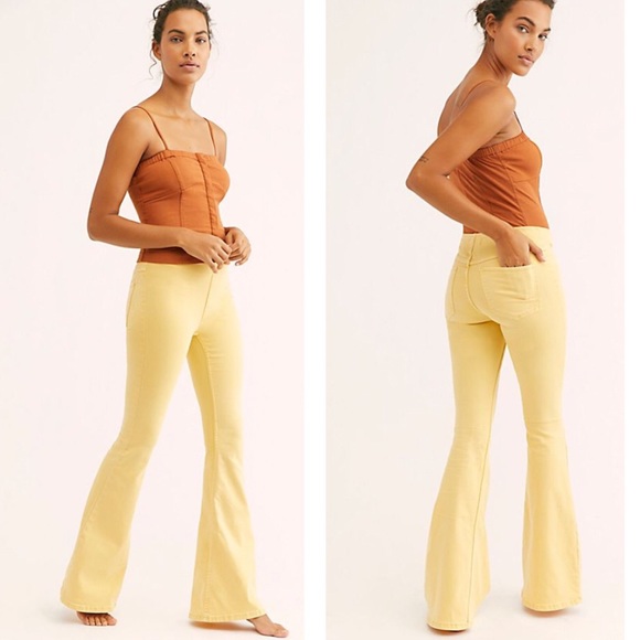 yellow flare jeans